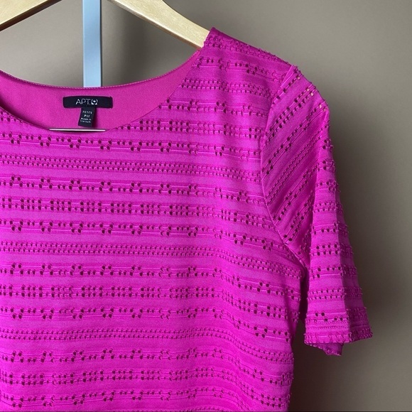 APT. 9 Petite Medium Hot Pink Geo Cut Out Lined Top Office Neon Modest - Picture 6 of 7